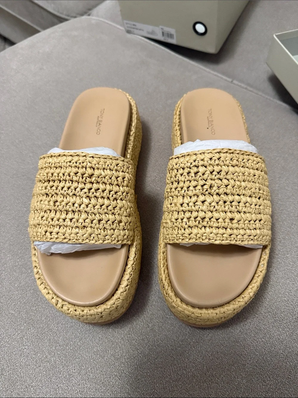 Tony Bianco Cream and Black Logo Shoe Box